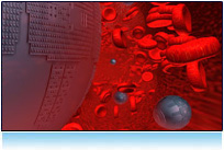Blood cells and nanobots - respirocytes. Future nanotechnology.