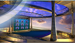 3d Virtual news set, animated computer graphics