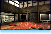 Matrix style dojo room for yoga lessons or other zen oriented shows